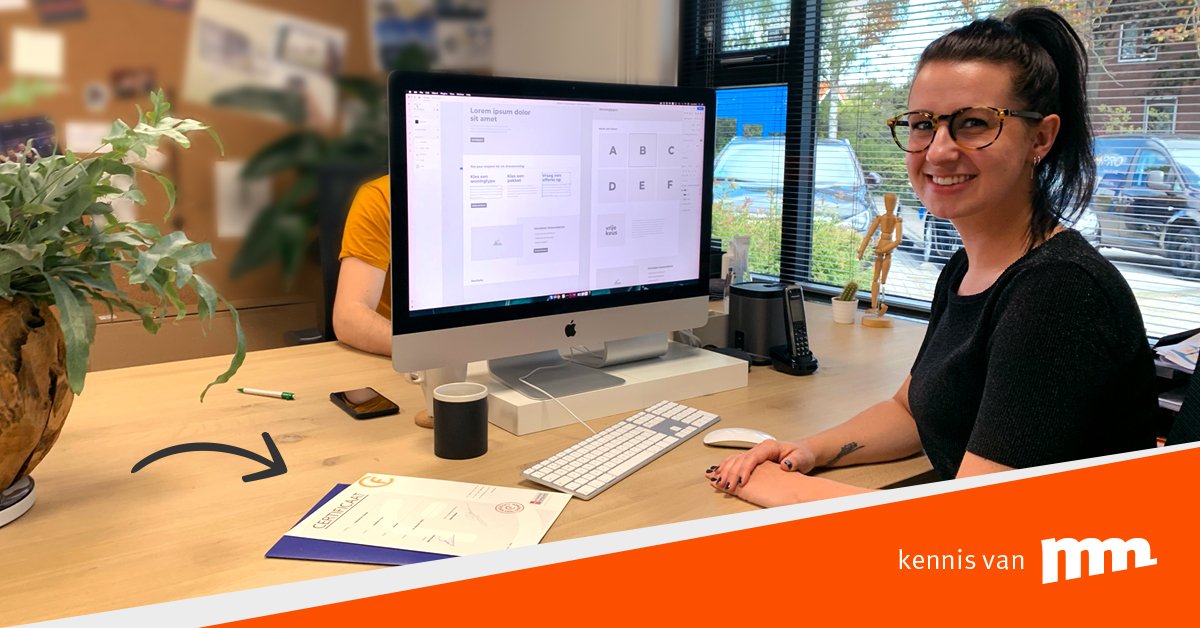 Nog meer kennis in huis bij MM! Melinda heeft haar certificaat voor #InteractionDesign behaald. Een goed ontwerp begint o.a. met een doordacht concept, #wireframes en kennis van #UserInterface. Is jouw #website toe aan een opfrisbeurt? Bel ons voor de mogelijkheden 0184 - 622 813