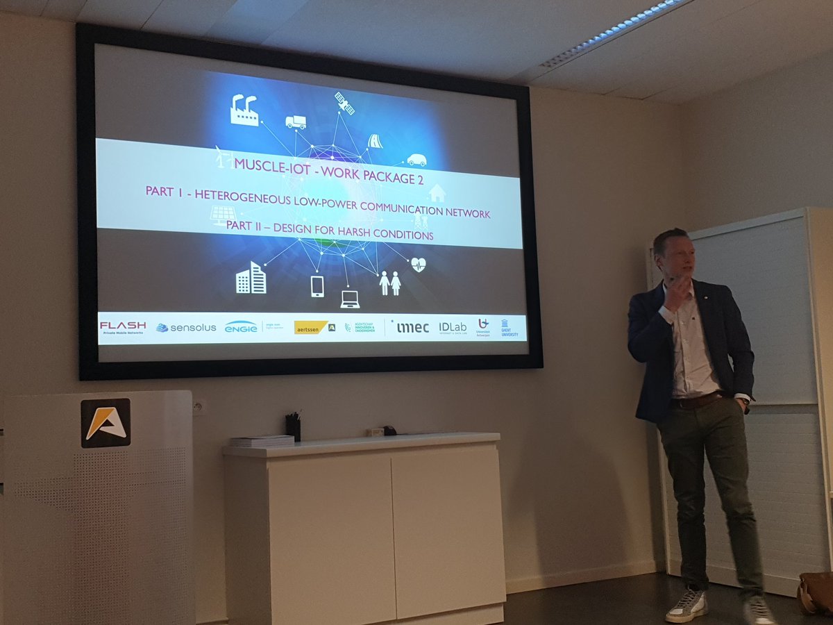 maartenweyn's tweet photo. ICON muscle-iot closing event, today!!! @IDLabResearch #vlaio @ENGIEm2m #sensolus #flash #aertssen multimodal communication and localisation demos.... https://t.co/jhlyQFpaFX