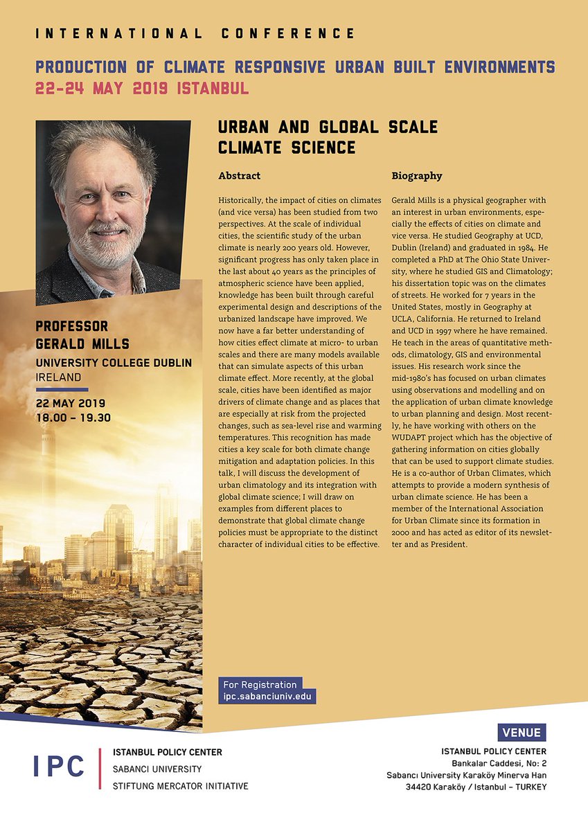 ipc_ipm's tweet photo. Tomorrow at IPC!

Public lecture on "#Urban and Global Scale #ClimateScience" by Prof. Gerald Mills at 18:00. https://t.co/OkUlfHDySa
