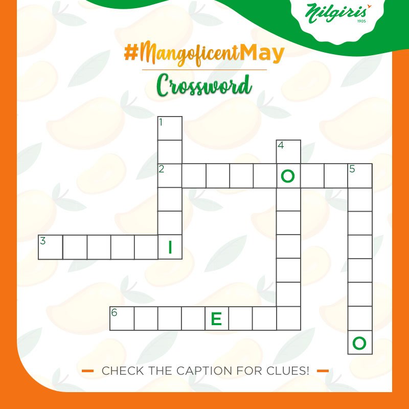nilgirisstores's tweet photo. Are you a crazy #mango lover? Solve this crossword &amp; stand a chance to win a hamper!
#Contest Rules:
- Follow @nilgirisstores
- Comment below with the right answers, using #MangoficentMay
- Tag two friends &amp; ask them to participate
For clues &amp; T&amp;Cs, visit- https://t.co/RJNDmktPeK https://t.co/z6mLmxlny7