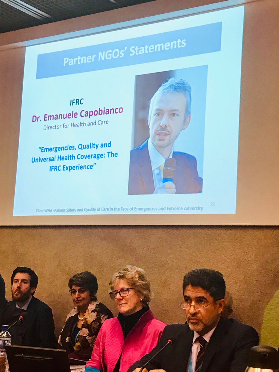 saaristo's tweet photo. “IFRC is committed to the perpetual process of quality improvement in humanitarian health”. ⁦@ecapobianco⁩ ⁦@ifrc⁩ https://t.co/9vVM3vsenW