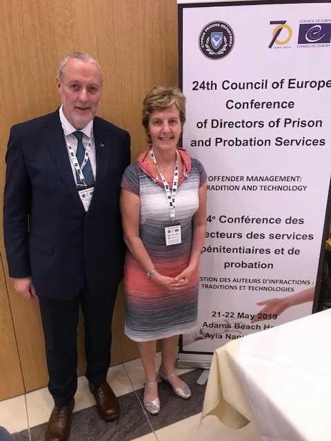 PBNINews's tweet image. Director of @probation_irl⁩, ⁩@VGeiran &amp;amp; Cheryl Lamont, @PBNINews Chief Executive, attending @COE_HRightsRLaw Conference of Directors of Prison &amp;amp; Probation Services conference on “Offender Management: Tradition &amp;amp; Tech” #CoE4AI '@Justice_NI @CEPprobation