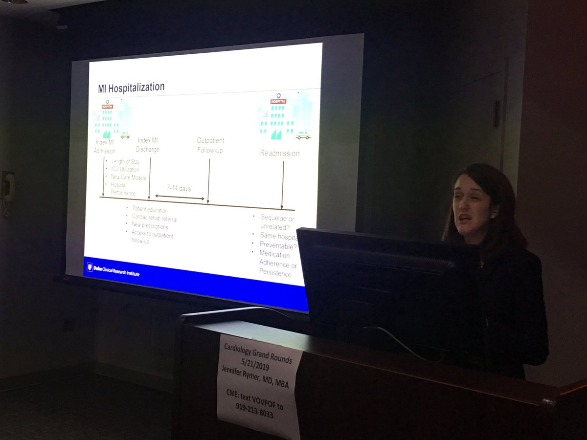 manesh_patelMD's tweet photo. @jennifer_rymer giving fellows grands rounds on systems of care for cad and pad pts - a tour de force on clinical pt driven research @DukeHeartCenter @TYWangMD @DCRINews #dukefamily #dukefellows https://t.co/2Eka4ZCM1p