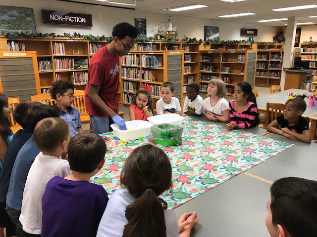 MsLucasLCB's tweet photo. LCB world changers taught 1st graders about the dangers of pollution using at Greenfield Elementary.  VERY cool! @lcbirdprincipal , #OneCCPS, #betheU https://t.co/8Y5y4VRrVE