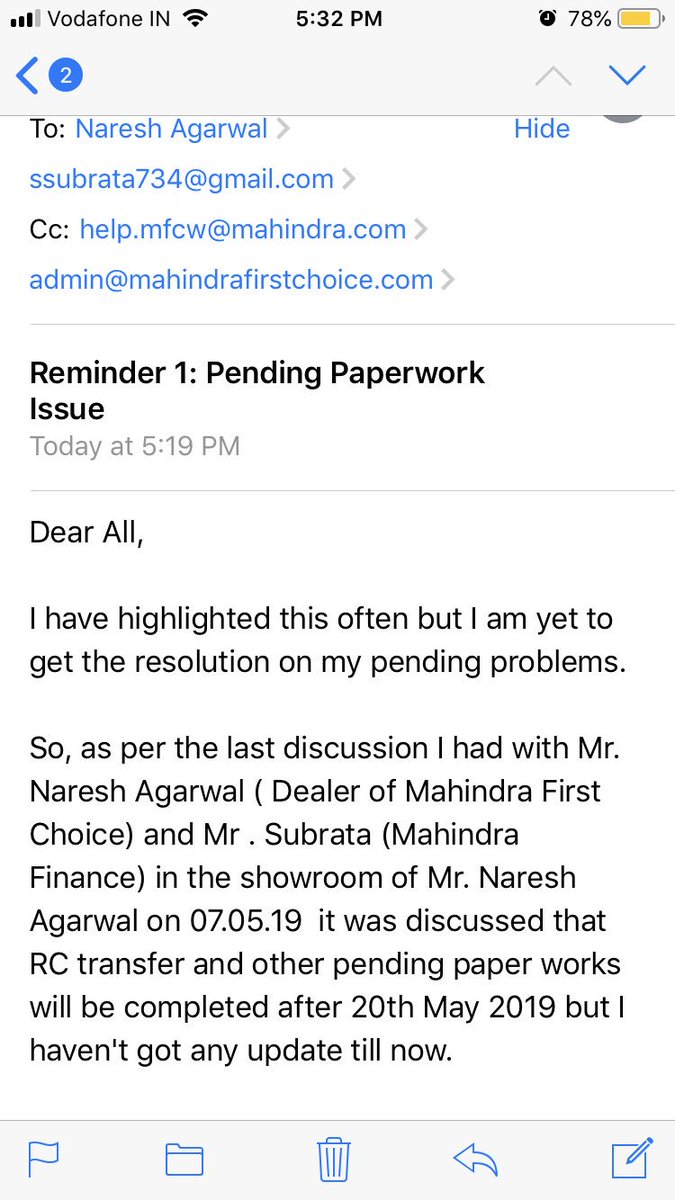 irshadij's tweet photo. @anandmahindra @MFCWL @MahindraFin @forum_consumer @consumerforum_  please help https://t.co/k6d71mJZzk