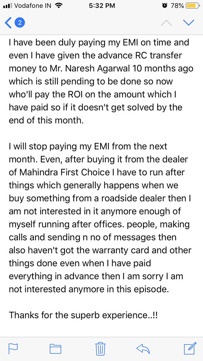 irshadij's tweet photo. @anandmahindra @MFCWL @MahindraFin @forum_consumer @consumerforum_  please help https://t.co/k6d71mJZzk
