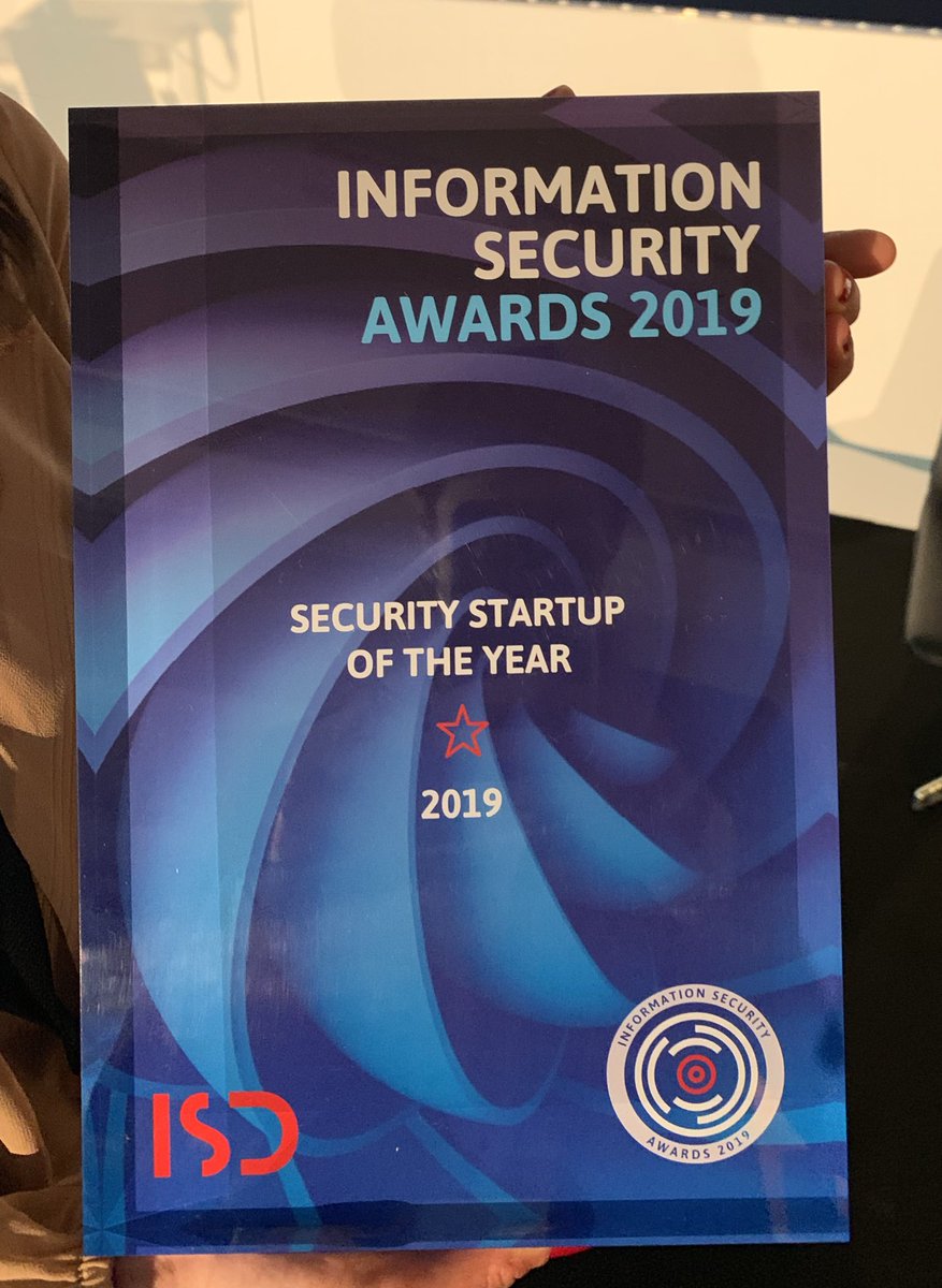 Wow, thank you #Luxembourg , we have been selected by a panel of CISO and CIO at #ISDay2019 and won the award for the cyber security startup of the year #ictspring