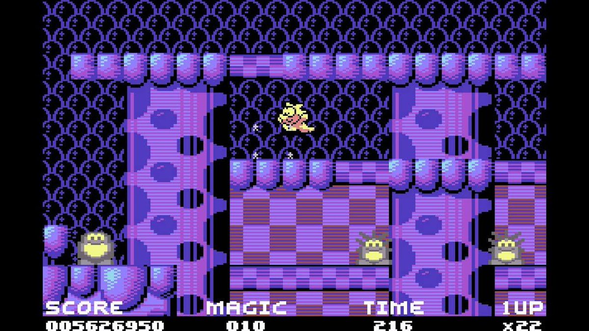 Mayhem in Monsterland for the Commodore 64 is the most graphically impressive C64 game. Interesting about this game is it came out 1993, one of the last games on it and it wasn't even sold on store shelves, it had to be mailed. This game has speed from Sonic with Taito Visuals!