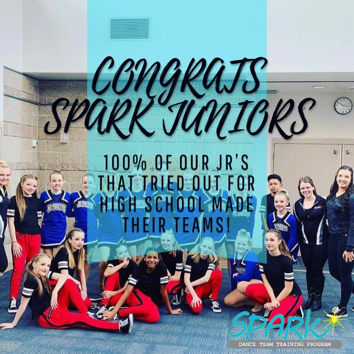 We are so excited to announce for the 2nd year in a row that 100% of our juniors made their high school teams!  @eaglecrestdanceteam <a href="/ghspoms/">Grandview Poms</a> #discoveryourspark #poms #dance #juniors