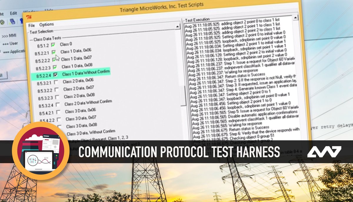 TriangleMW's tweet photo. Prepare for #DNP3 & #Modbus certification with our Communication Protocol Test Harness Conformance test scripts as published by each of the Technical Committee. Learn more about automated conformance testing: video: https://t.co/pS0Lfgl1Pg
#TriangleMicroWorks #Utilities https://t.co/1DsBtA1Uyp