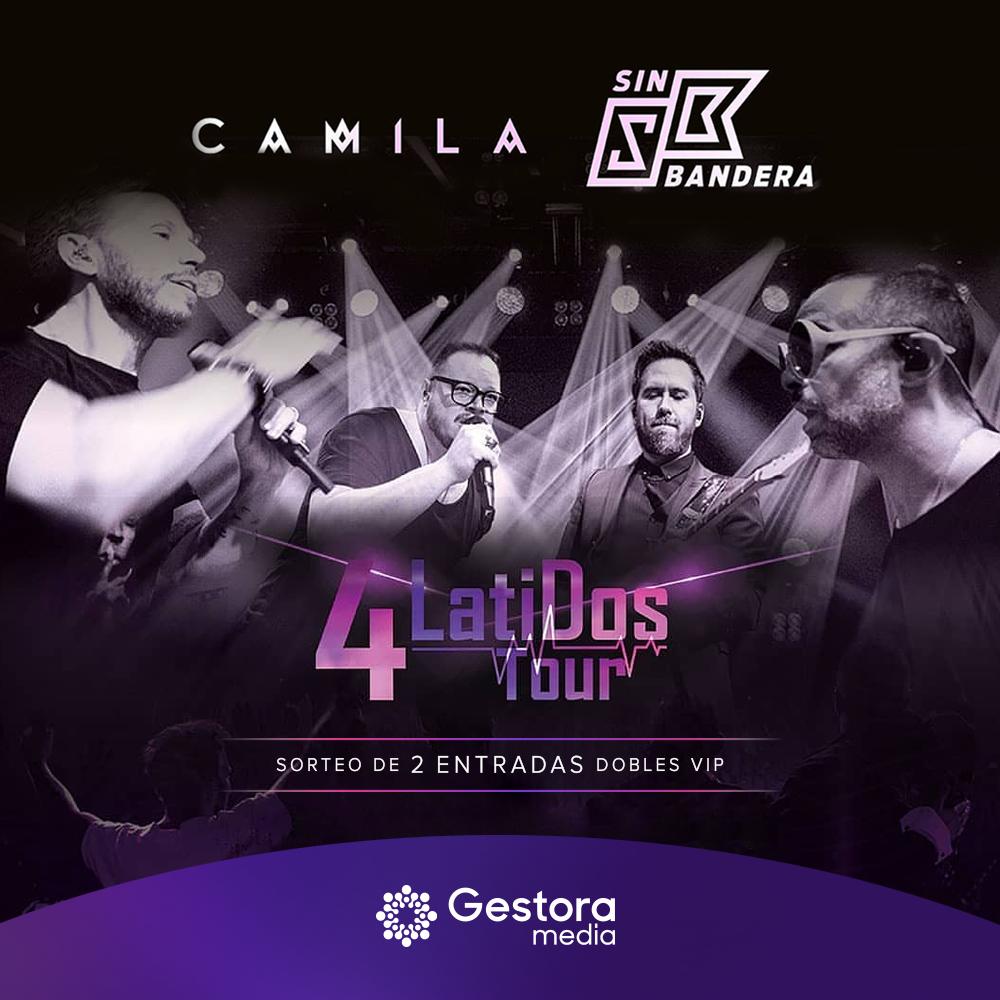 Gestora_Media's tweet photo. 👉SORTEO CONCIERTO SIN BANDERA Y CAMILA⚡️🎼
Te llevamos al concierto Tour 4 latidos.
Chequea nuestro facebook y participa por 2 entradas dobles super vip. 😎✌️

#SinBanderas #GrupoCamila #Concierto4LatidosTour #GestoraMedia https://t.co/bmD3LJkTc3