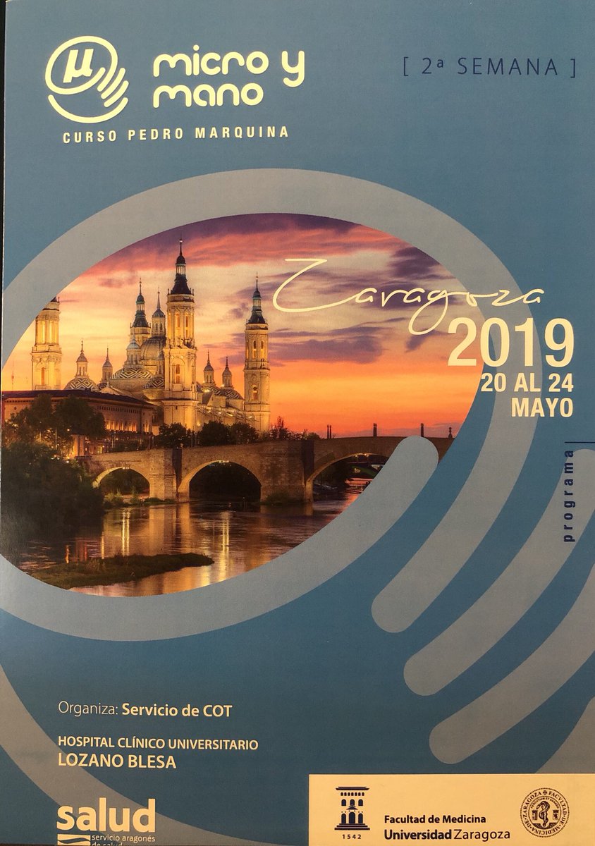 En #Zaragoza para participar como ponente en el curso con más solera de España de #Microcirugía y #Cirugía de la #mano, el de Pedro Marquina y Eduardo Blanco, en representación de <a href="/cirugiademanohm/">Cirugía de Mano HM</a> y <a href="/MutuaUniversal/">Mutua Universal</a>