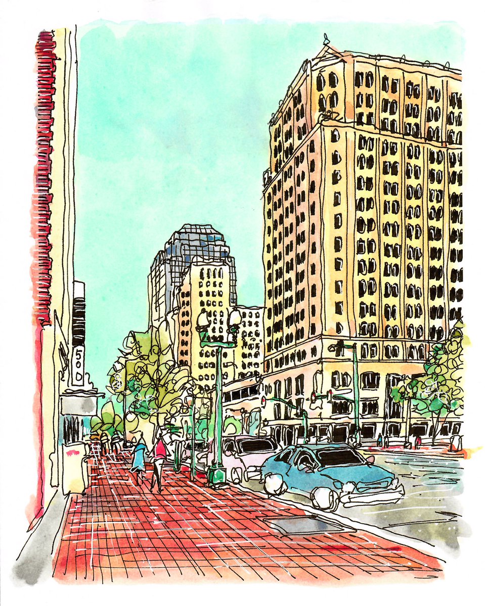 mikemcswainarch's tweet photo. Texas street in downtown shreveport, Louisiana! #shreveport #louisiana #downtown #onlylouisiana #texasstreet #urbansketchers #urbansketch #usk #sketch #sketchbook #art #painting #watercolor #watercolorpainting #watercolorsketch #watercolorsketchbook #drawing https://t.co/8aFXrFA6Y7
