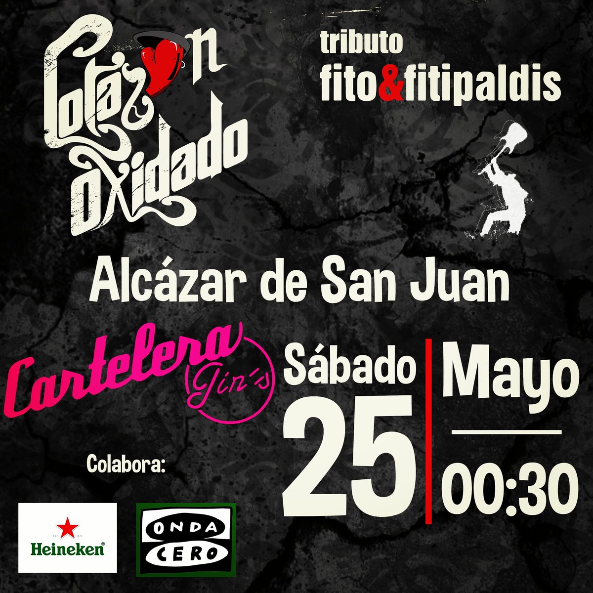 Buenas tardes familia!!!. El próximo Sábado día 25 de mayo os esperamos en La Cartelera Gins en Alcázar de San Juan. Sed Felices!!!