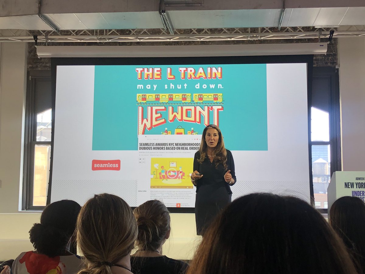 KimberlyAnneR's tweet photo. “@Seamless is a great example of a local brand using specific data and insights to design advertising that resonates, and places these messages in the right place to reach the right person.” @ValDiFebo, @DeutschInc @adweek #adweekexeclab https://t.co/3pzWIZj5i4