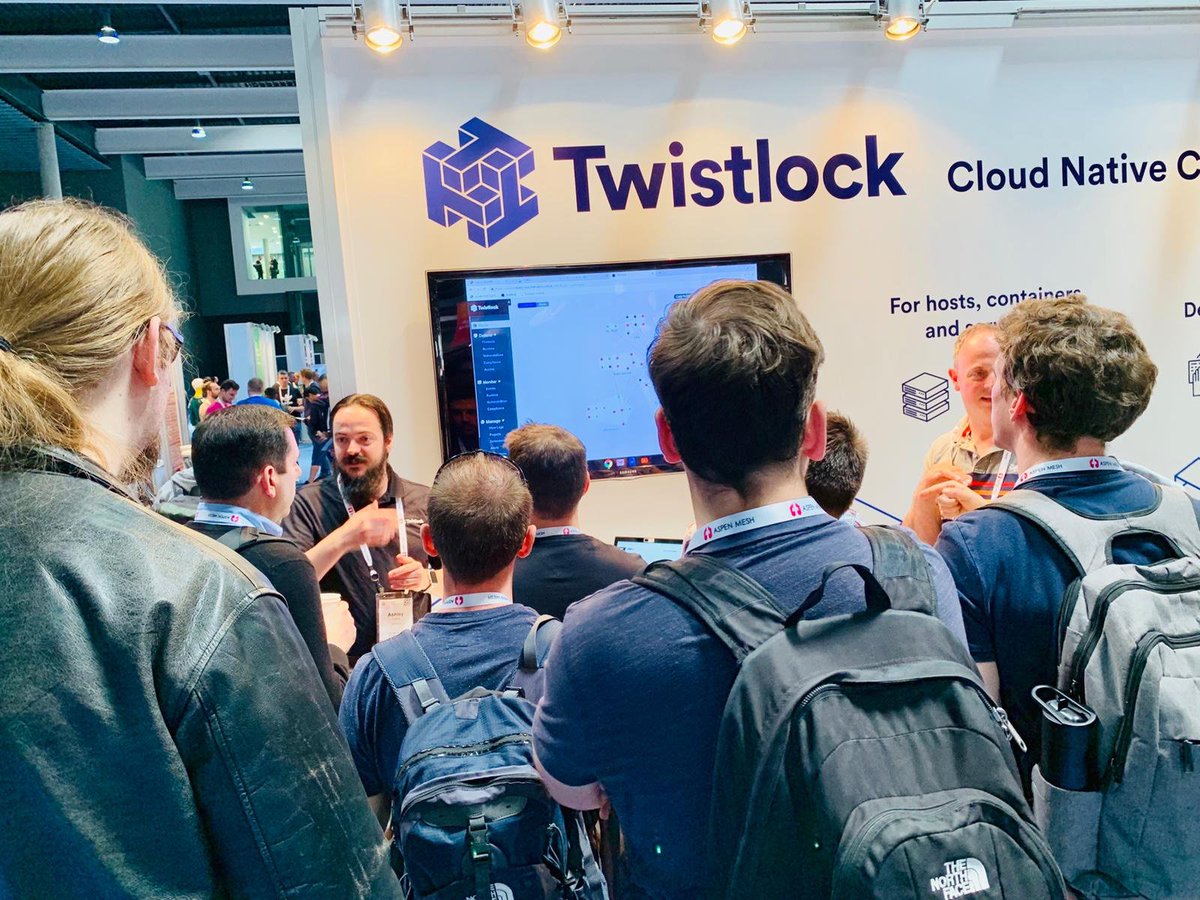 prisma_cloud's tweet photo. 📸This is what Tuesday at @twistlockteam's @KubeconEU Booth P14 looks like. Come by for a demo, #twistsocks, #twistcookies, and more. https://t.co/XZ7NCE64ra