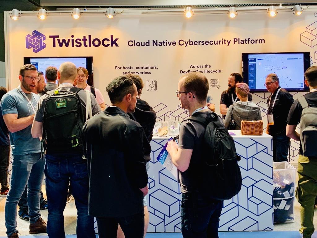 prisma_cloud's tweet photo. 📸This is what Tuesday at @twistlockteam's @KubeconEU Booth P14 looks like. Come by for a demo, #twistsocks, #twistcookies, and more. https://t.co/XZ7NCE64ra