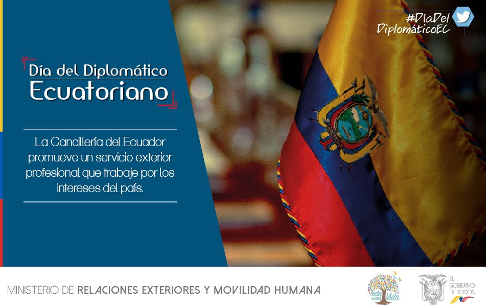 #DíaDelDiplomáticoEC | Hoy, 21 de mayo, conmemoramos el Día del Diplomático Ecuatoriano resaltando la labor de una diplomacia activa que trabaja por los intereses del país, en el Ecuador y en el mundo.