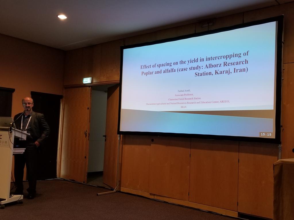 raju_aafc's tweet photo. #agroforestry2019 Farhad Asadi #Iran spoke about #intercropping of #poplar and alfalfa @EURAF_AF @ICRAF @AFTAgroforestry https://t.co/tWc9q8KSDM