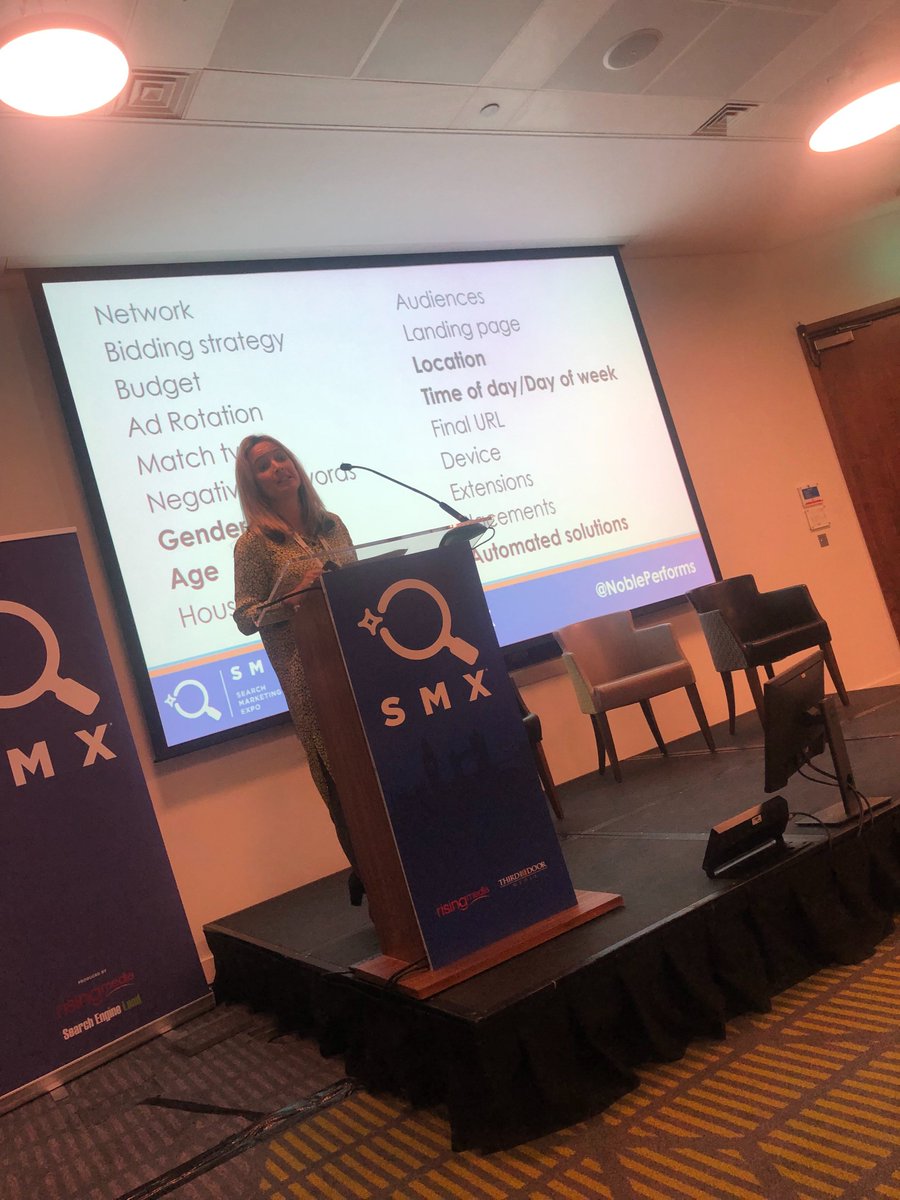 NoblePerforms's tweet photo. Here she is! Really proud of @KateSikora1 delivering a comprehensive guide to #SEM at @SMX_London. Well done Kate! https://t.co/Ei6PgC2zub