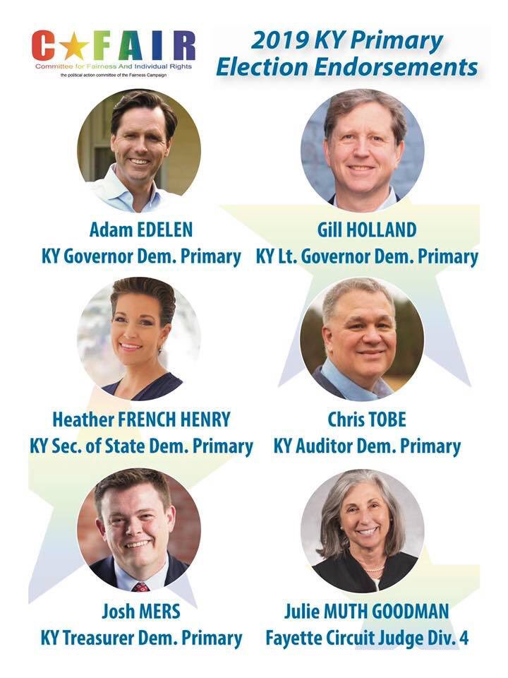 FairnessCamp's tweet photo. Make your voice heard in the #KYPrimary today! Be an #LGBTQ #KYFairness voter—cast your ballot for @adamhedelen for #KYGov! https://t.co/977JKg1FIS