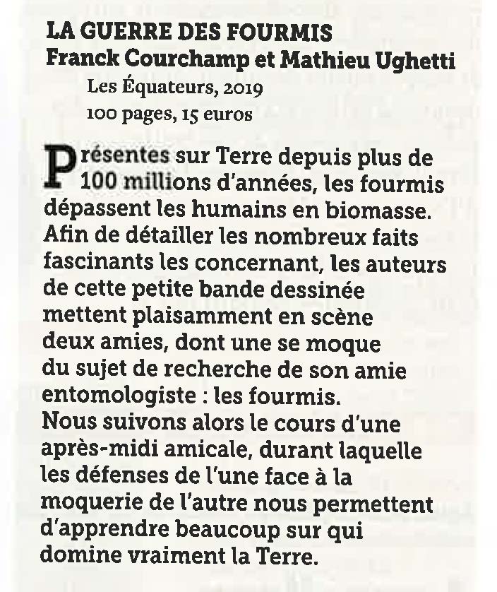 Equateurs's tweet photo. 💡Saviez-vous que les fourmis dépassent les humains en biomasse ?
"La guerre des fourmis" la #BD de @franckcourchamp et #MathieuUghetti sur les fourmis envahissantes, est recensée dans la revue @PourlaScience ! 🐜
@guerrefourmis #science #bd #fourmisenvahissantes #biodiversité https://t.co/rqQgkweMhS