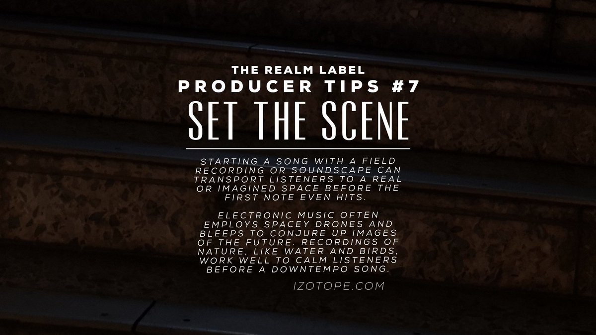 TheRealmLabel's tweet photo. Producer Tips #7: Set the Scene

#artists #musicartists #producers #MusicProducer #musicproducers #ContentCreator #music #competition #contest #therealmlabel #producertips

Credit: https://t.co/qFtXnnyHpN https://t.co/RZZM2sgqFx