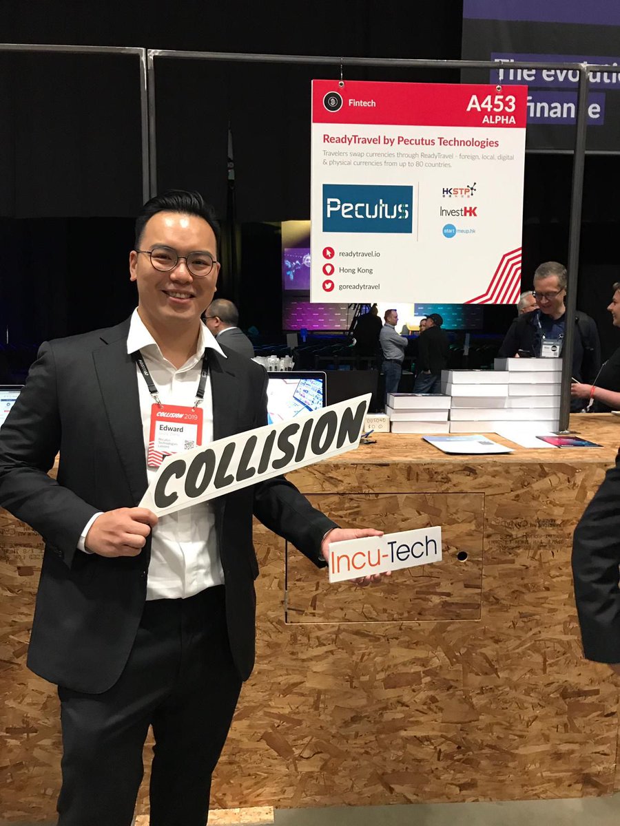 HKSciencePark's tweet photo. Opening day at Collision - Come check out Pecutus, our Fintech showcase @ booth A453. 

P2P swapping of 80 foreign, digital &amp; physical currencies and with point of retail during travel https://t.co/t4Xd8SMhuO