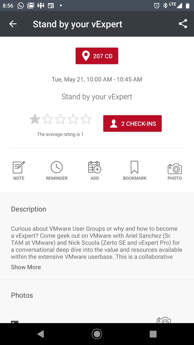 arielsanchezmor's tweet photo. First official day of #ZertoCon ! Just ran into @VMUG_tyler and @VMUG_ashley !
I have a session with @NScuola at 10 am, come join us for tips on maximizing your #vCommunity involvement! https://t.co/oTJg4HLbtR