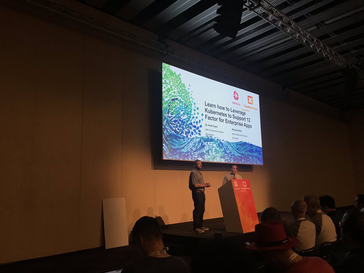 brahmaroutu's tweet photo. Leverage Kubernetes to build 12 factor apps for enterprises @bradtopol #kubecon - a packed session https://t.co/Av1o2S4bNd