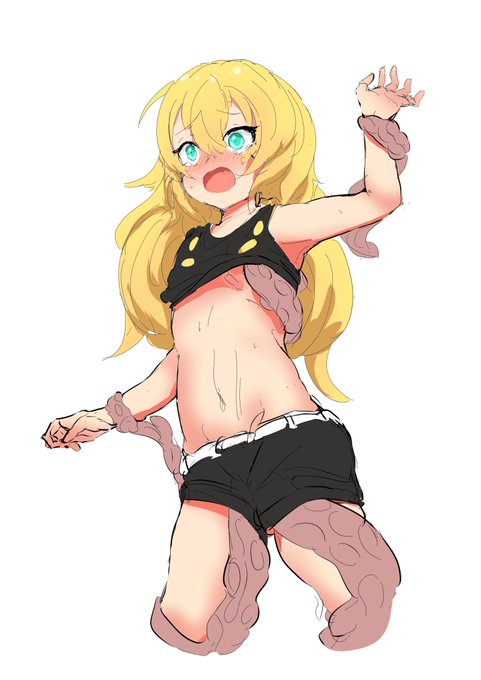 #深夜の真剣お絵描き60分一本勝負
触手に襲われた霧雨魔理沙ちゃん 