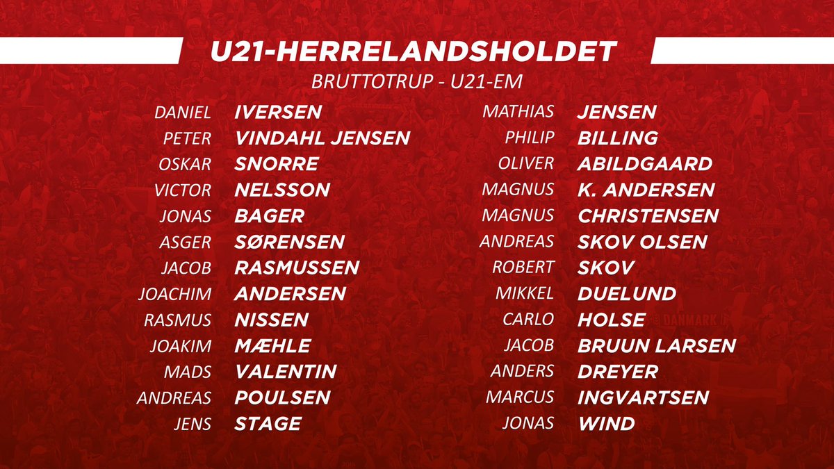 Mikkel Duelund has been selected for the Denmark U21 squad for this summer's <a href="/UEFAUnder21/">UEFA U21 EURO</a> Euro.
<a href="/MikkelDuelund22/">Mikkel Duelund</a> has just made his comeback for <a href="/DynamoKyiv/">FC Dynamo Kyiv</a> after a lengthy injury break (double ankle fracture).
#U21EURO #ForDanmark <a href="/dynamokyiven/">FC Dynamo English</a>