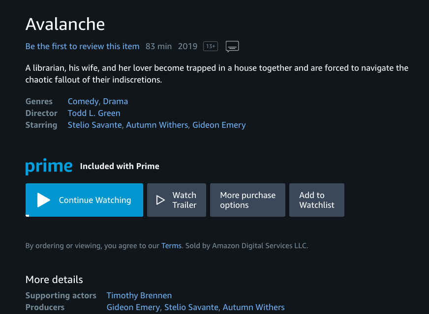 Avalanche_Film's tweet photo. @Avalanche_Film is officially live on Amazon Prime!!! @StelioSavante #AutumnWithers @gideonemery @realsandilands @indierights @jaredsafier @ufoclub1977 @SafierEnt @neptunepost @ManhattanFF @NoHoCineFest https://t.co/lCU38FHd1C https://t.co/4xPzfS2gxl