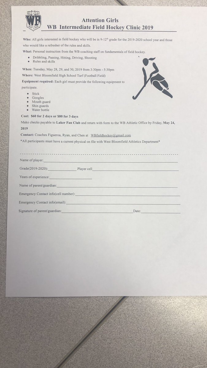 katrinacrane18's tweet photo. WBHS Girls Field Hockey Clinic 5/28 - 5/30 https://t.co/NQdGzwMVqw