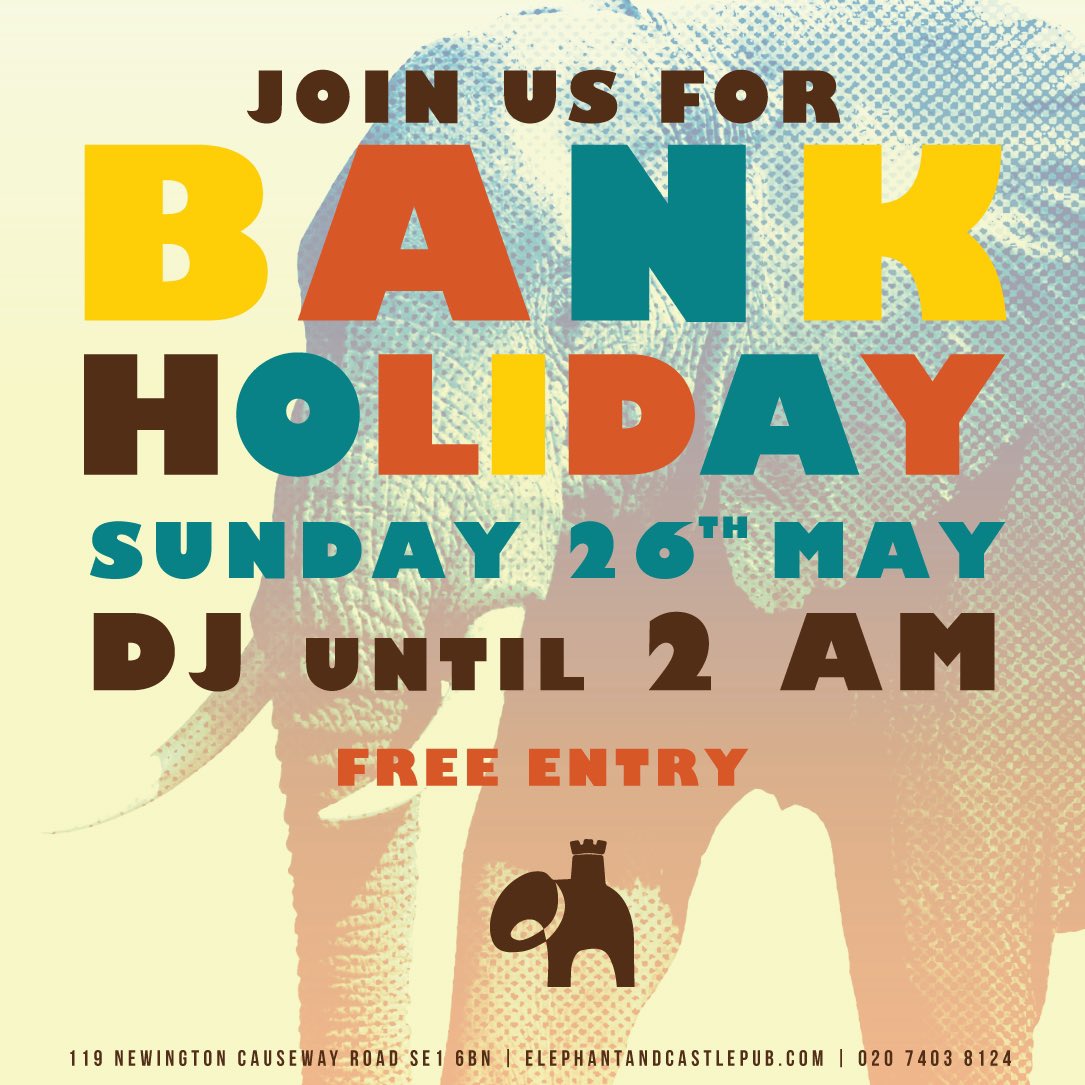 ANOTHER bank holiday, aren’t we lucky!? 😎 we’re waiting for you to boogie with us this Sunday until 2am 💃🏽 🕺