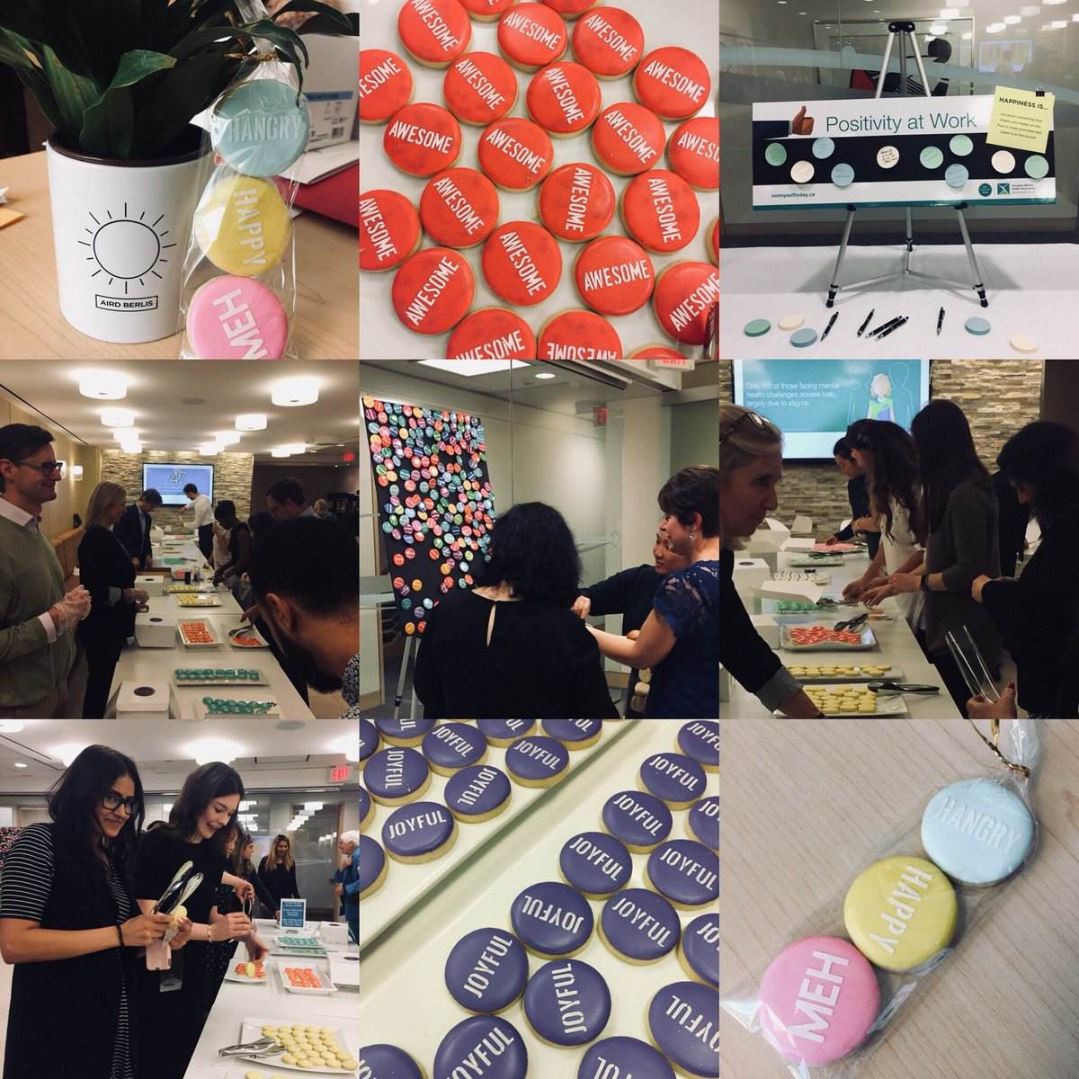 AirdBerlis's tweet photo. Kicking off the firm’s annual Mental Health Week with “mood” cookies and positivity notes! #GetLoud #mentalhealth @CMHA_NTL https://t.co/KyYOGik04J