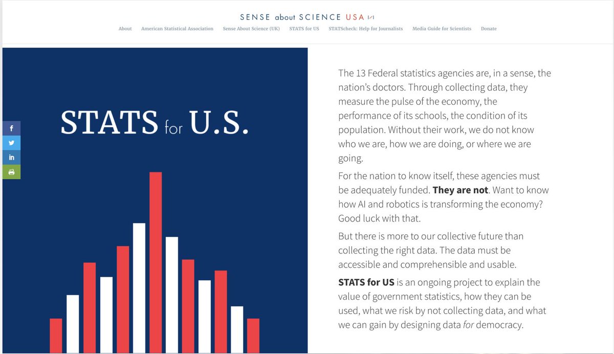 SenseScienceUSA's tweet photo. We've just launched our STATS for US project. It takes a critical look at the vital role of government statistics—how to access, understand, and use them. Why they need to be better designed and funded. 

https://t.co/JwQEmUjhMt https://t.co/pd0jDsIDm7