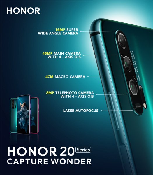 Honorglobal's tweet photo. Dual, triple, quad camera smartphones: what's best? The #HONOR20Series quad camera, obviously. But decide for yourself. Which features would you use the most? #CaptureWonder https://t.co/tLqFgg42UA https://t.co/Xs8TibcNzt