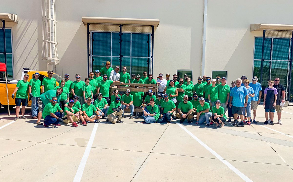 HenselPhelps's tweet photo. Our Southeast District employees spent their Saturday giving back to Central Florida kids in need. With the help of @ShpBeds, we cut, sawed, sanded, stained &amp; built 40 beds (20 bunks)! The morning was topped off with a delicious homemade BBQ lunch. Thank you to everyone involved! https://t.co/H4jLscLJzG