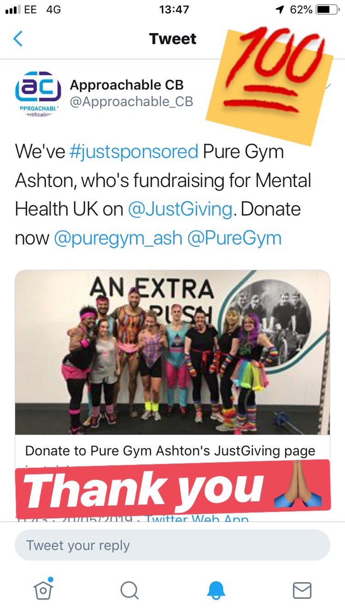 During yesterday’s cyclothon at Pure Gym Ashton the team did 12 hours continuous cycling 8am to 8pm covering 458km or 285 miles all in aid of <a href="/mentalhealthuk/">Mental Health UK</a> 

Next event “Sponge the Team” tomorrow 4-6:30pm in club and well provide the sponges 🧽
#MHUK #puregym <a href="/Approachable_CB/">Approachable CB</a>