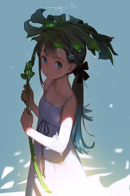 梅雨 #少女 #光 #ツインテール #ワンピース #植物 https://t.co/PHkiTK6Qau 