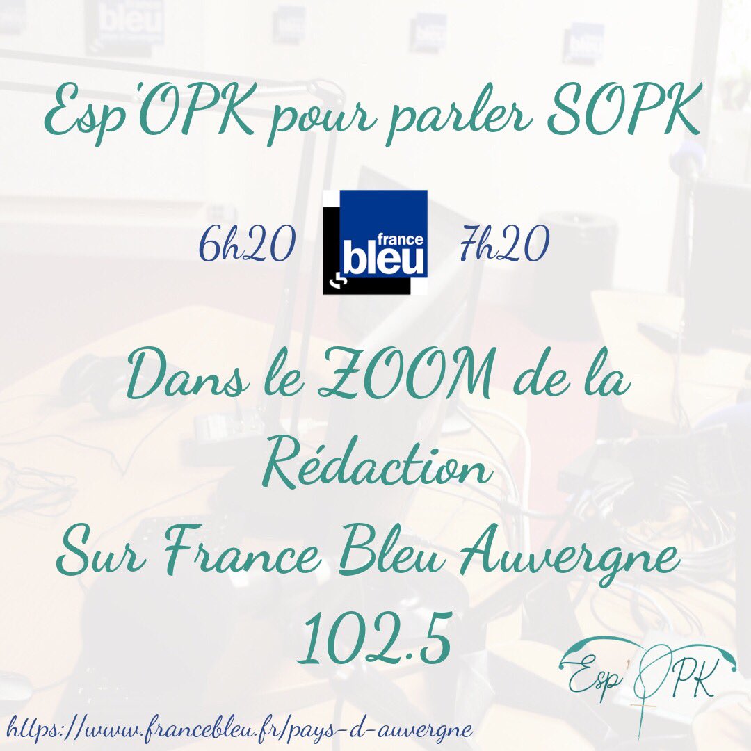 sopkeurope's tweet photo. Rendez vous à 6h20 et 7h20 dans le ZOOM de la rédaction. 
Pour écouter le ZOOM :
Station 102.5 
Ou sur https://t.co/zf6PZOTnMz
Merci à Mr Chailloux pour son accueil et pour nous avoir donné la parole. 
#OPK #PCOS #OMPK #SOMPK #RADIO #MEDIA #ONENPARLE #ASSOCIATION #ESPOPK #ZOOM https://t.co/ex39N79VPQ
