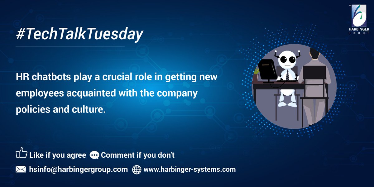 Harbinger_Grp's tweet photo. #techtalk #tuesday #HRChatbots #chatbots https://t.co/N0VXB9reRG