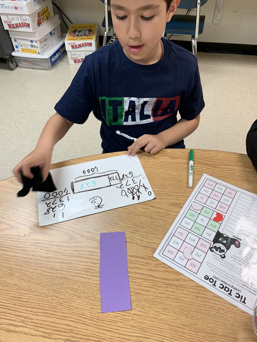 MathwithMrsOC's tweet photo. 3rd graders @brewsterschools work on using bar models to find missing parts with totals of 1,000. Using our 10,000 chart they are able to make bar models that are spatially reasonable which helps them to estimate their missing part. These kids have come a long way this year!🥰 https://t.co/bk5fs58JWY