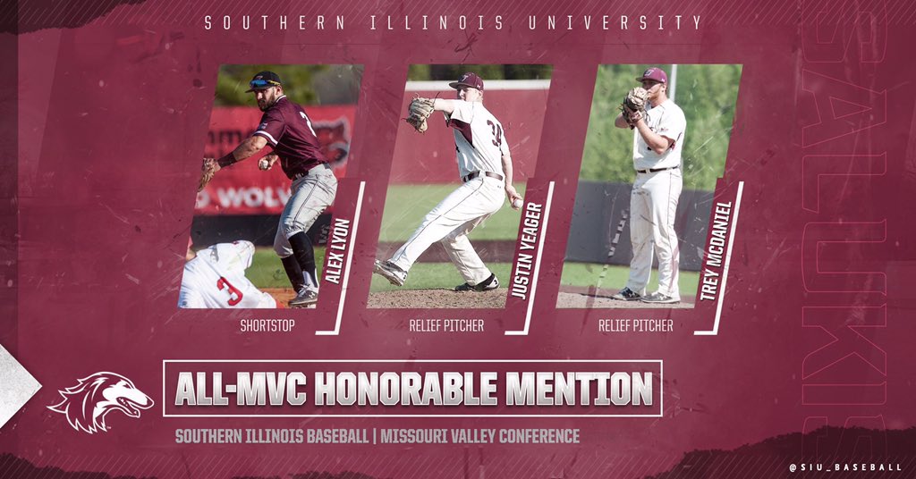 SIU_Baseball's tweet photo. Congratulations to our honorable mention All-MVC #Salukis! 

SS @lyonking02 
RP @TreyMcdaniel03 
RP @JYeagss https://t.co/l4zHpuFcgw