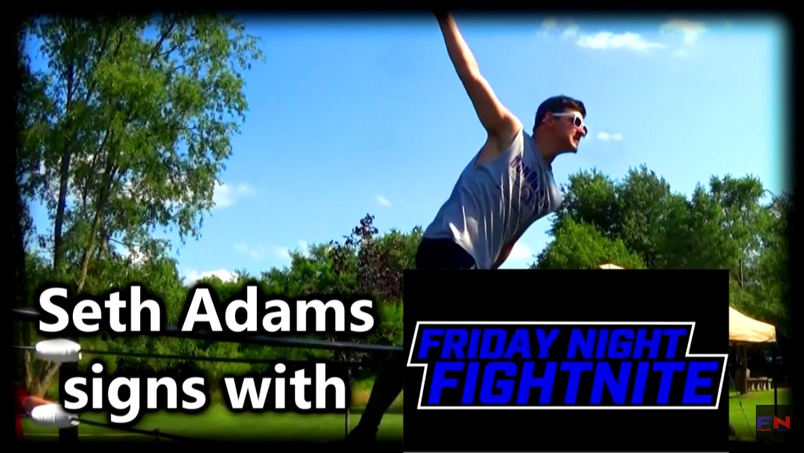 FNWrestling's tweet photo. 2 years later... Seth Adams is back in a FightNite ring!

#fightnite
#fridaynightfightnite
#epicfights
#youtubewrestling 
#rosterreveal 
#sethadams 
#sportsentertainment
#greatshows
#funmemories https://t.co/PZUwjcXB92