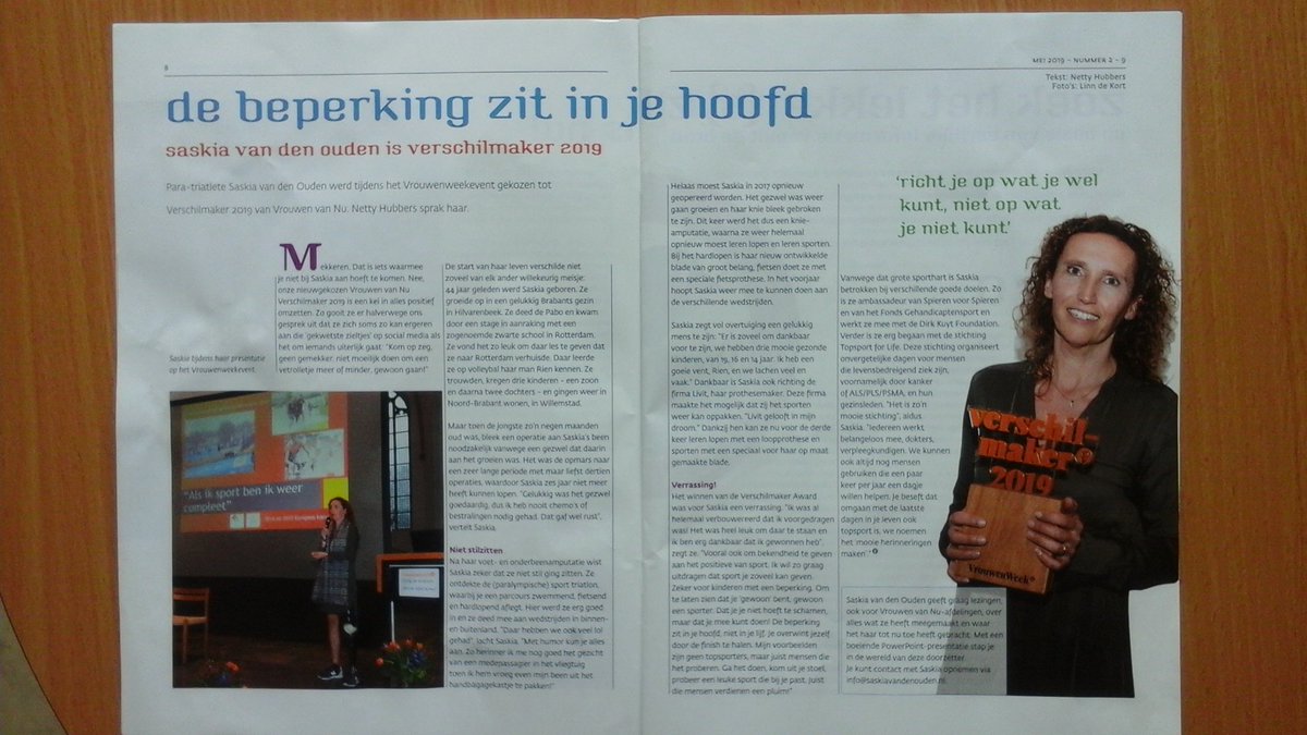 leefmetpassie's tweet photo. TΓ© mooi verhaal om niet te delen #verschilmaker 2019 @vrouwenvannu @livit_nl @SaskiaOuden #volgjedroom #vrouwenkracht πͺ @SpierenvSpieren @Topsportforlife @HandicapEnSport @DKuytFoundation π #sportspeaker @SportSpeakers https://t.co/Zcme38Q3hZ