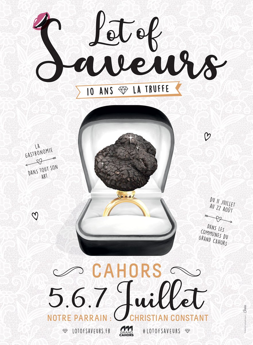 Cette dixième édition de #LotOfSaveurs mettra en valeur le délicieux parfum de la truffe, le diamant noir du Lot. Les 5, 6 et 7 juillet à Cahors avant de partir sur les route du Lot dans 7 communes du #GrandCahors.