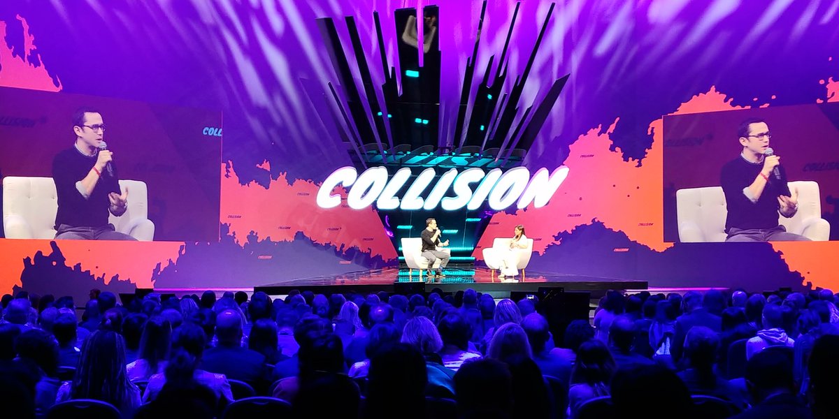 _JustinJT's tweet photo. @hitRECordJoe killing it on stage at #CollisionConf, turning rejection into an outlet for creativity - wishing you and your team all the best! https://t.co/KZglXYdOdD