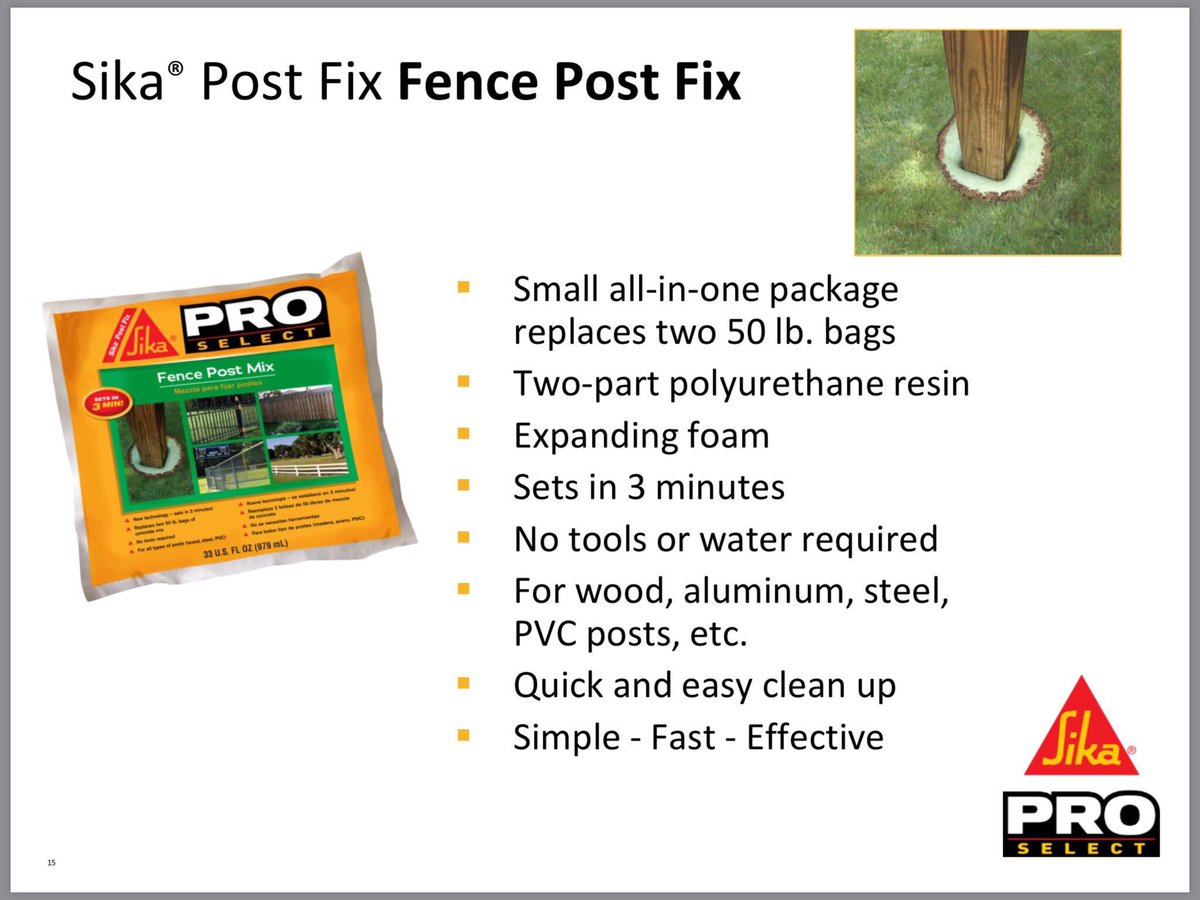 sika_will's tweet photo. #SikaProSelect #FencePostMix is now available @Lowes stores in Va. Why use heavy, messy concrete to put up fence posts and mailboxes? It mixes in the bag and sets in 3mins. No water needed. Save your back! Save your time! #FixItOnce #SikaEveryday @Monica_Lindsey1 https://t.co/JcKuLcCD5Z
